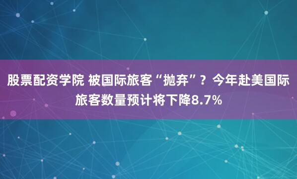 股票配资学院 被国际旅客“抛弃”？今年赴美国际旅客数量预计将下降8.7%